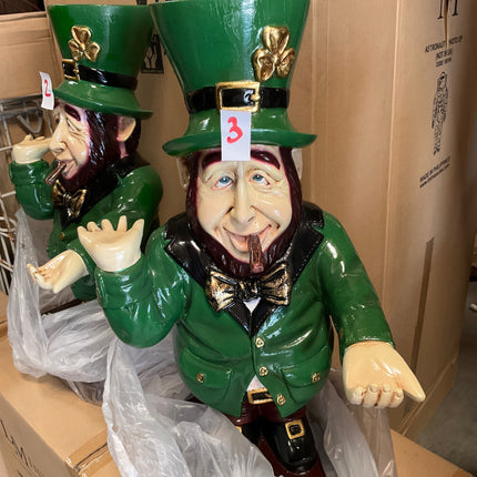 Damaged Leprechaun Smoking Ash Tray Butler Statue