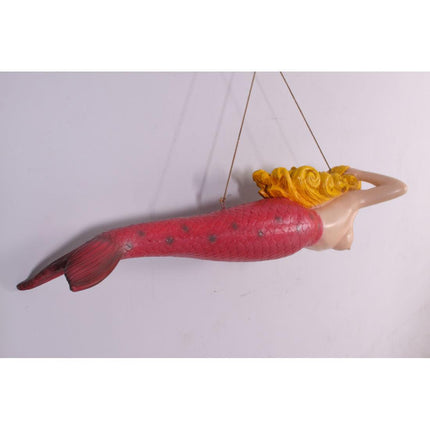 Hanging Pink Mermaid Life Size Statue - LM Treasures 