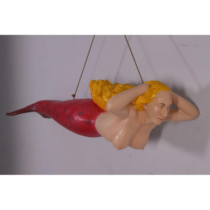 Hanging Pink Mermaid Life Size Statue - LM Treasures 