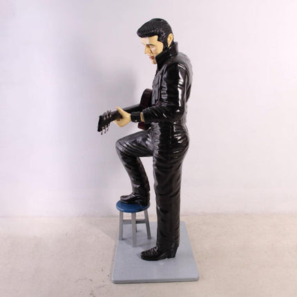 Singer Elvis in Black Life Size Statue