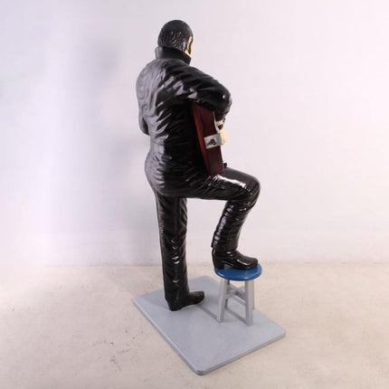 Singer Elvis in Black Life Size Statue