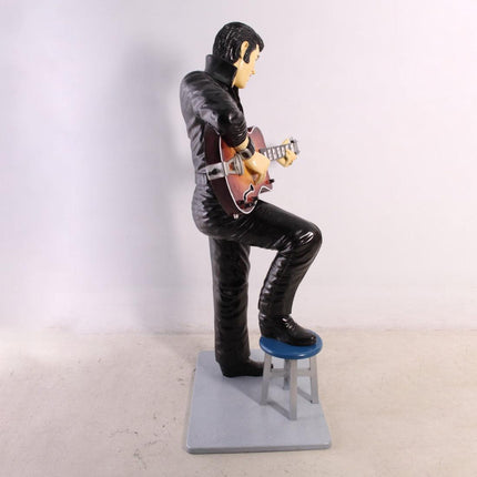 Singer Elvis in Black Life Size Statue