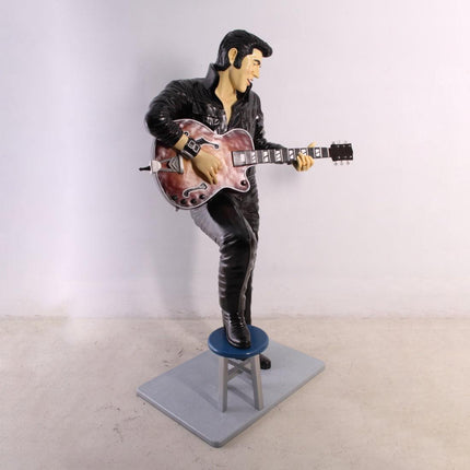 Singer Elvis in Black Life Size Statue