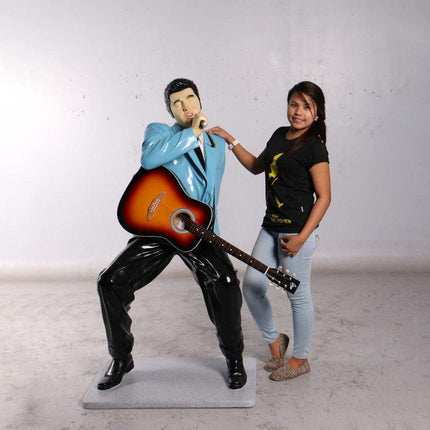Singer Elvis in Blue Life Size Statue