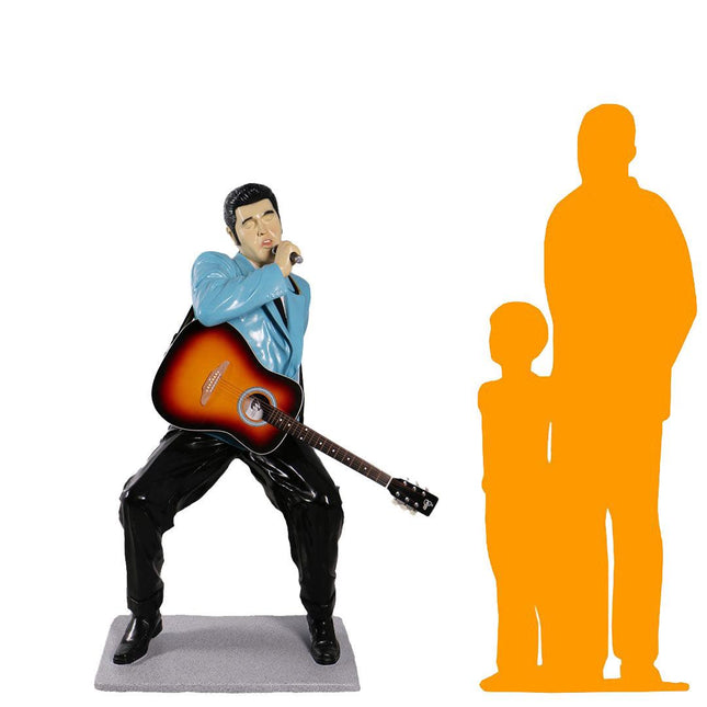 Singer Elvis in Blue Life Size Statue