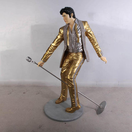 Singer Elvis In Gold Life Size Statue