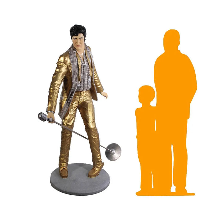 Singer Elvis In Gold Life Size Statue LM Treasures - GP