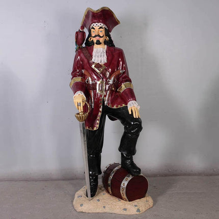 Pirate Captain Morgan With Barrel Life Size Statue