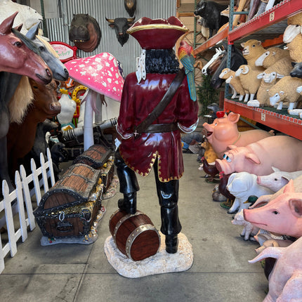 Pirate Captain Morgan With Barrel Life Size Statue LM Treasures - GP