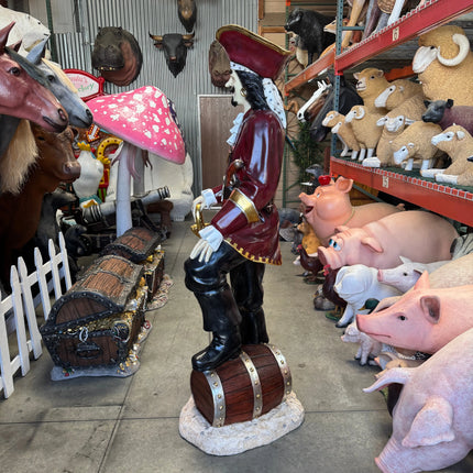 Pirate Captain Morgan With Barrel Life Size Statue LM Treasures - GP