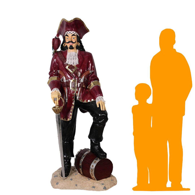 Pirate Captain Morgan With Barrel Life Size Statue - LM Treasures 