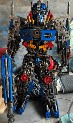 Optimus Prime Inspired Recycled Metal Art Sculpture