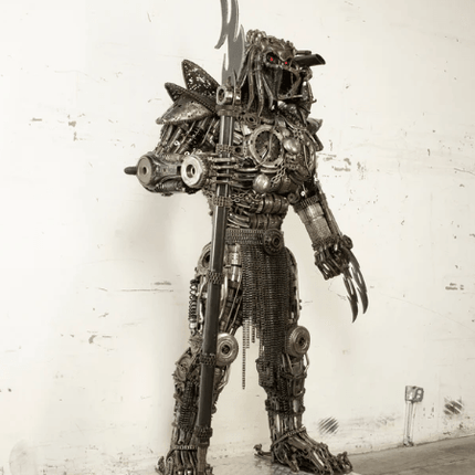 Predator Inspired Recycled Metal Art Sculpture