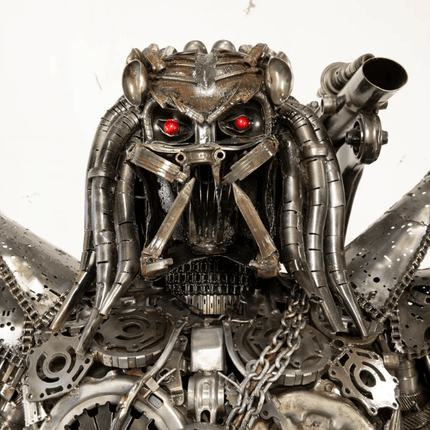 Predator Inspired Recycled Metal Art Sculpture