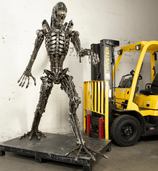 Alien Inspired Recycled Metal Art Sculpture