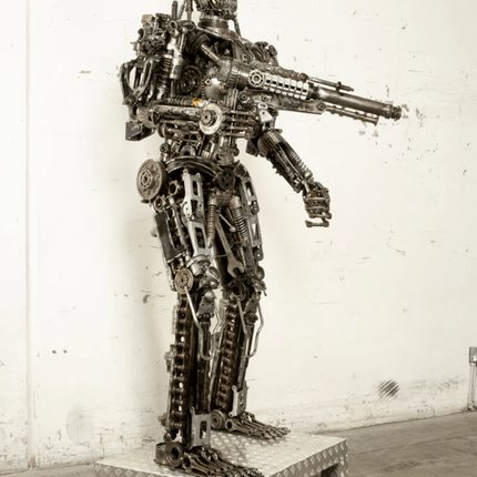 Terminator Inspired Recycled Metal Art Sculpture