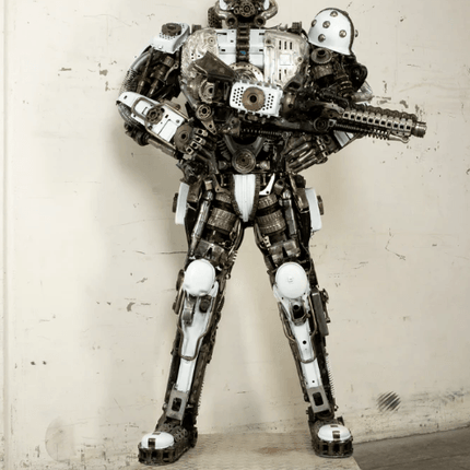 Black Storm Trooper Inspired Recycled Metal Art Sculpture