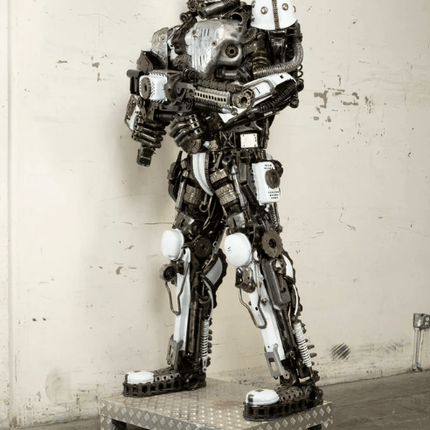 Black Storm Trooper Inspired Recycled Metal Art Sculpture