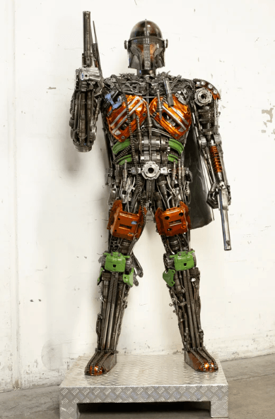 Mandalorian Inspired Recycled Metal Art Sculpture