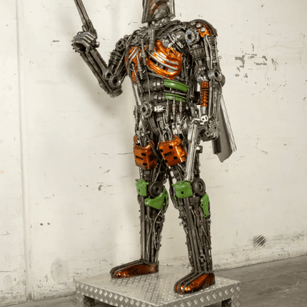Mandalorian Inspired Recycled Metal Art Sculpture
