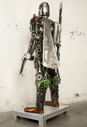 Mandalorian Inspired Recycled Metal Art Sculpture