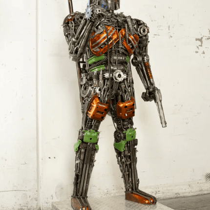 Mandalorian Inspired Recycled Metal Art Sculpture