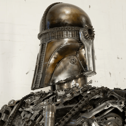 Mandalorian Inspired Recycled Metal Art Sculpture