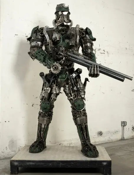 Army Storm Trooper Inspired Recycled Metal Art Sculpture LM Treasures - K