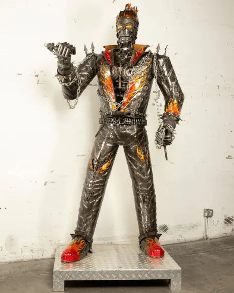 Ghost Rider Inspired Recycled Metal Art Sculpture LM Treasures - K