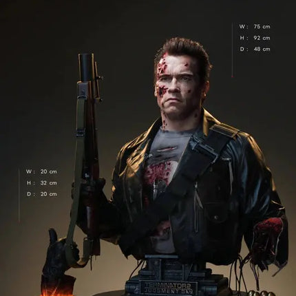 Terminator 2 T-800 Battle Damaged Life Size Bust Statue Queen Studios LM Treasures - QS