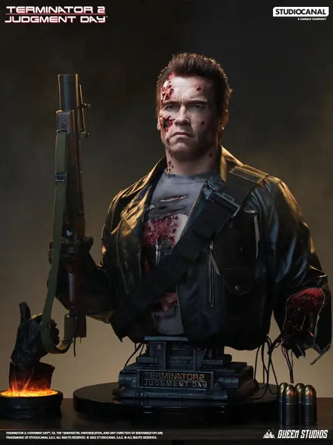 Terminator 2 T-800 Battle Damaged Life Size Bust Statue Queen Studios LM Treasures - QS