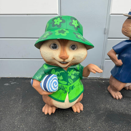 Hawaiian Chipmunks Simon Theodore Life Size Statues Set of 2 - LM Treasures 