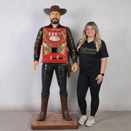 Cowboy Slot Machine Cabinet Life Size Statue
