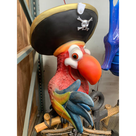 Comic Pirate Parrot Statue On Stand - LM Treasures 