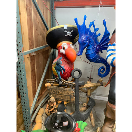 Comic Pirate Parrot Statue On Stand - LM Treasures 