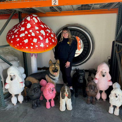 Pink Poodle Life Size Dog Statue - LM Treasures 
