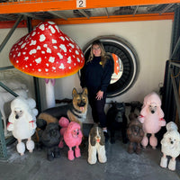 Pink Poodle Life Size Dog Statue - LM Treasures 