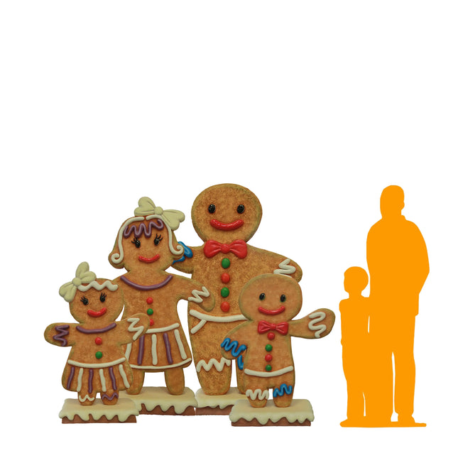 Large Gingerbread Family Set of 4 Over Sized Statue LM Treasures - PT
