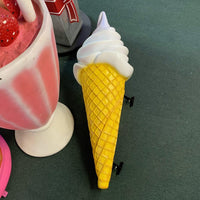 Large Hanging Soft Serve Vanilla Ice Cream Over Sized Statue - LM Treasures 