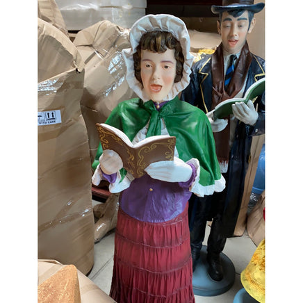 Christmas Caroler Woman Life Size Statue - LM Treasures 