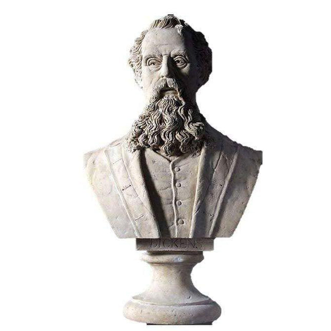 Charles Dickens Stone Bust Life Size Statue - LM Treasures 