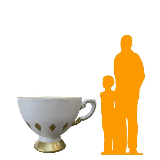 Giant White Tea Cup Over Sized Statue LM Treasures - PT