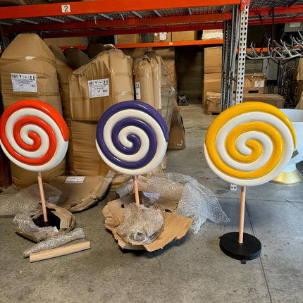 Small Yellow Twirl Lollipop Over Sized Statue