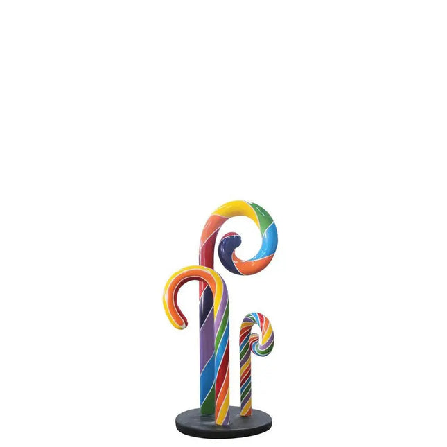 Rainbow Swirl Candy Cane Trio Over Sized Statue LM Treasures - PT