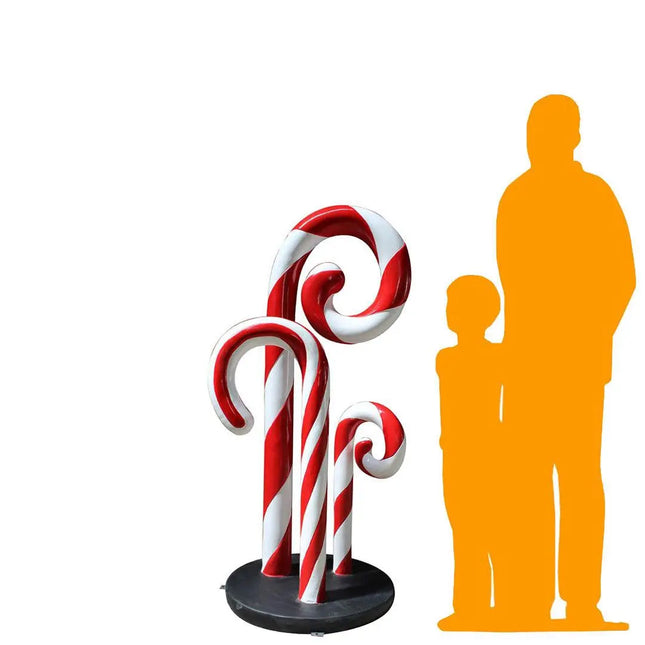 Peppermint Swirl Candy Cane Trio Over Sized Statue LM Treasures - PT