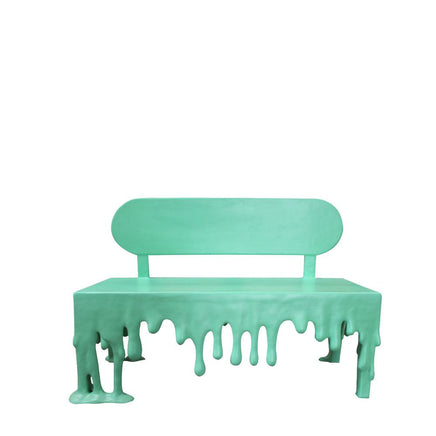 Mint Green Melting Drip Bench Exclusive Life Size Statue - LM Treasures 