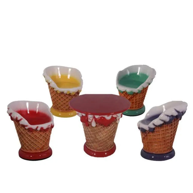 Ice Cream Table And Chairs Set Over Sized Statue LM Treasures - H