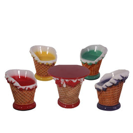 Ice Cream Table And Chairs Set Over Sized Statue - LM Treasures 