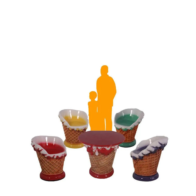 Ice Cream Table And Chairs Set Over Sized Statue LM Treasures - H