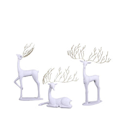 White Reindeer Glitz Collection Set of 3 Statues - LM Treasures 